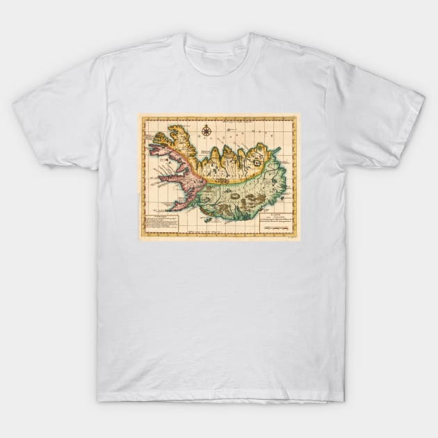 Vintage Map of Iceland (1756) T-Shirt by Bravuramedia